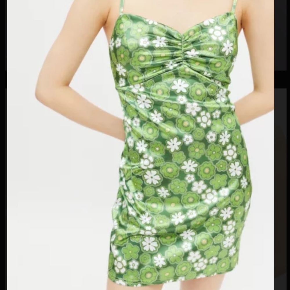 Urban Outfitters Sateen Ruched Mini Dress